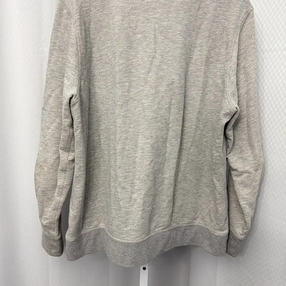 Billy Reid Sweatshirt Men’s XL Pullover Gray Herringbone 1/4 Zip Long Sleeve